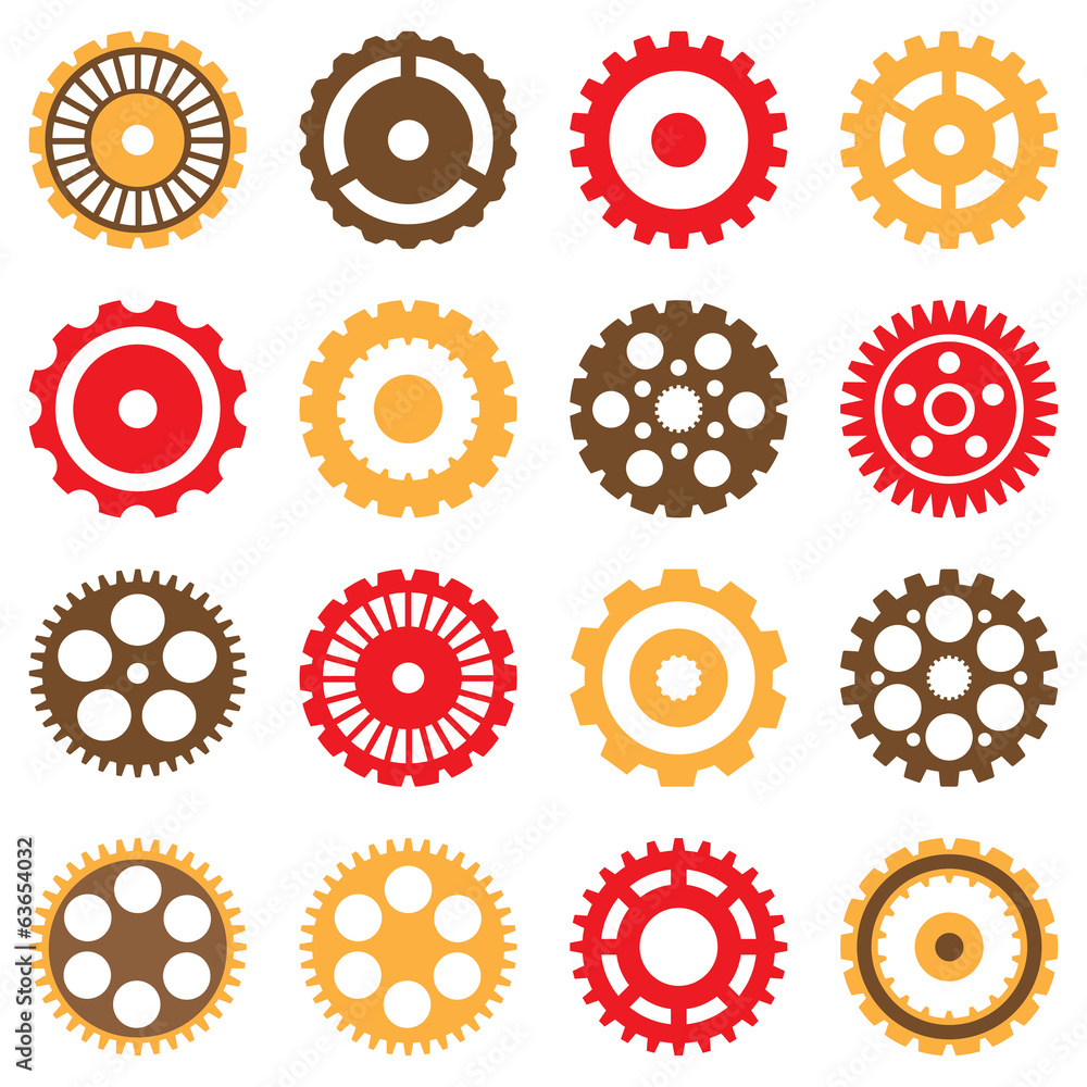 Set of Vector Mechanical Various Gears Set of Vector Mechanical Various Gears