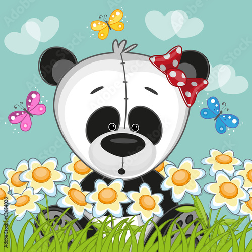 Fototapeta Naklejka Na Ścianę i Meble -  Panda with flowers