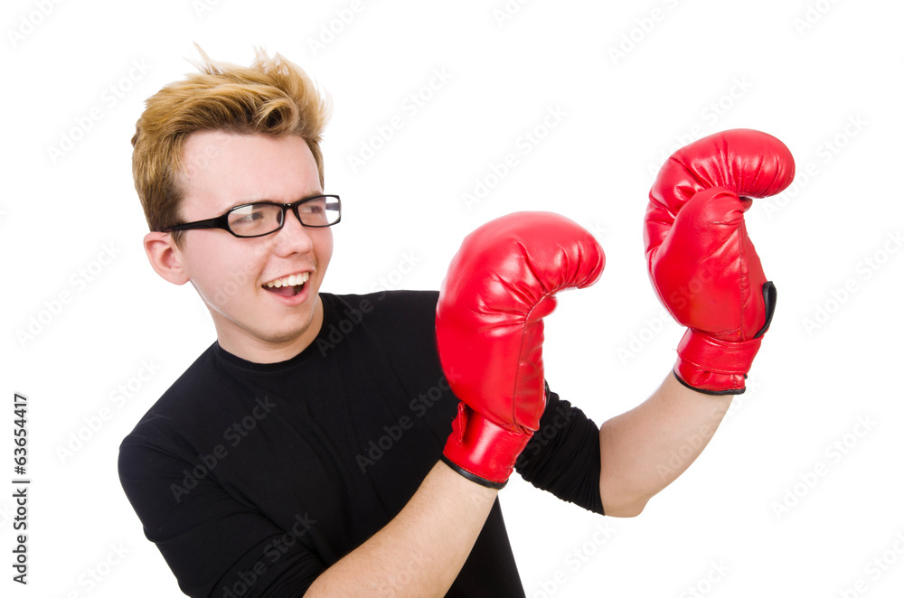 Funny boxer isolated on the white background Funny boxer isolated on the white background