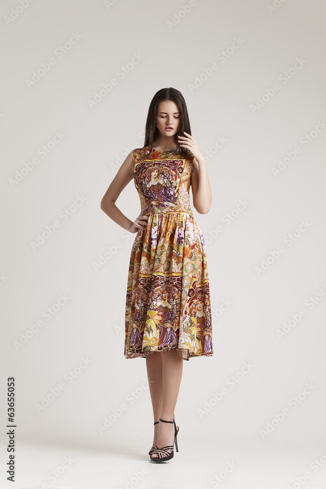 Girl in fashion dress. Spring collection Girl in fashion dress. Spring collection