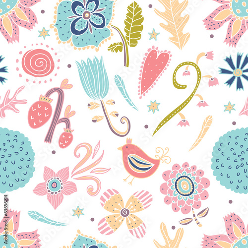 Cute seamless pattern with flowers. © vyazovskaya