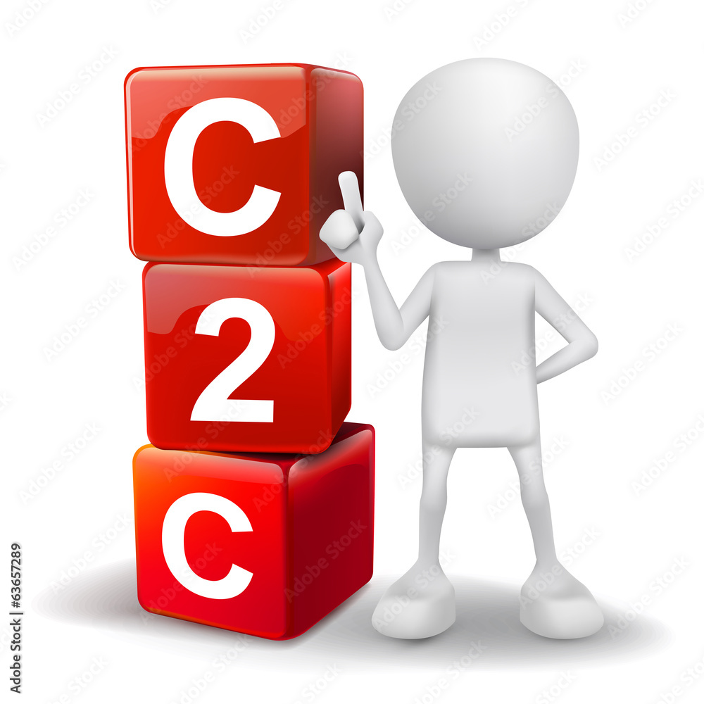 3d illustration of person with word C2C cubes 3d illustration of person with word C2C cubes