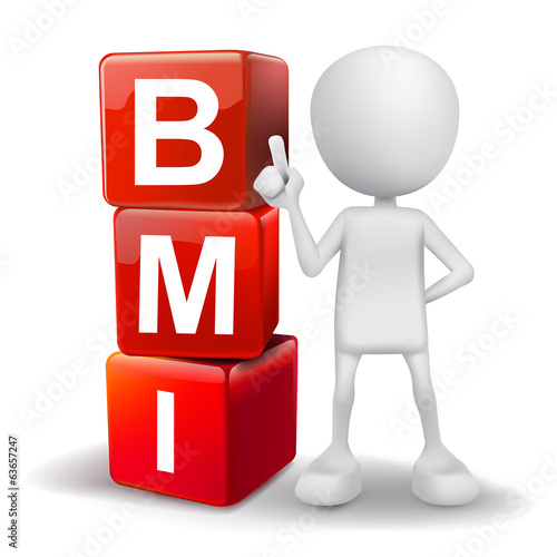 3d illustration of person with word BMI cubes