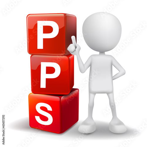 3d illustration of person with word PPS cubes