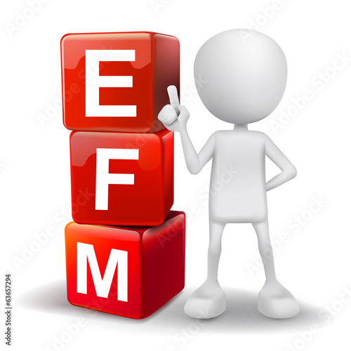 3d illustration of person with word EFM cubes