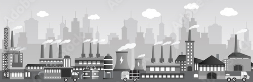 Factory in the city (black & white)