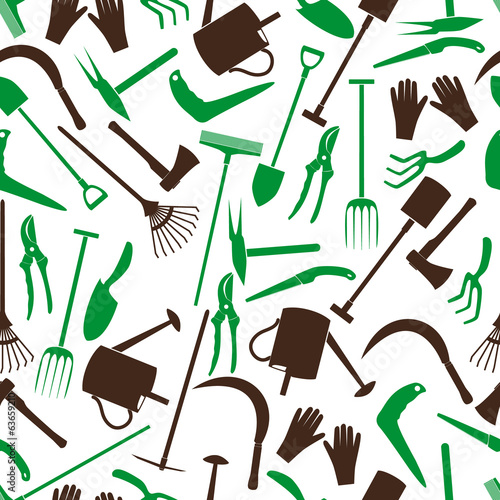 gardening tools color pattern eps10