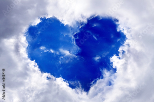 Heart in the blue sky.
