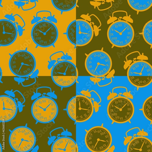 vintage background of the alarm clocks