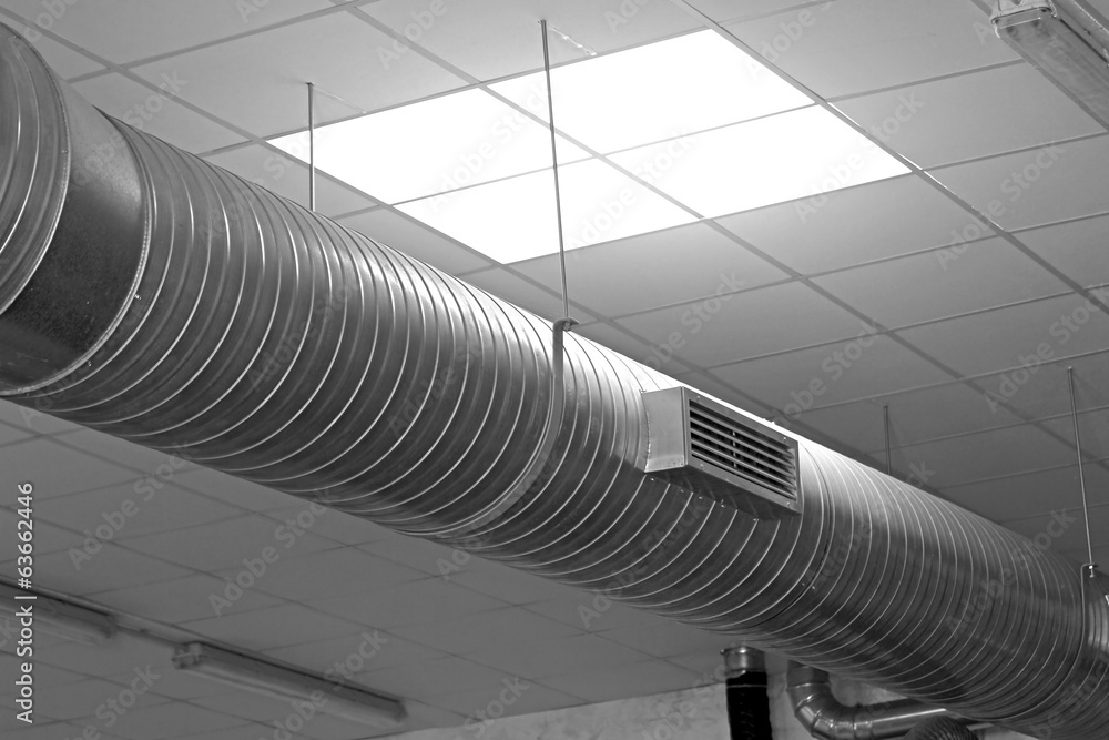 metal tube for the air-conditioning of a large industrial comple - obrazy, fototapety, plakaty 