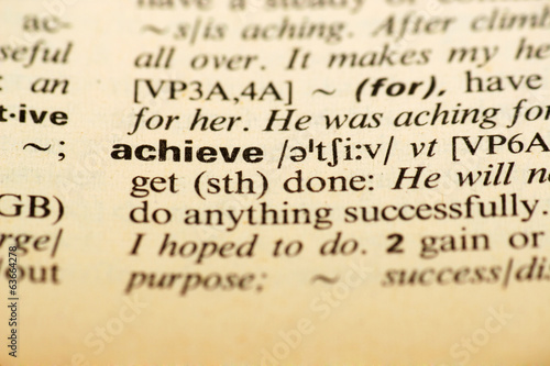 Word Achieve in a dictionary