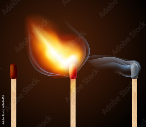 Match with fire and smoke
