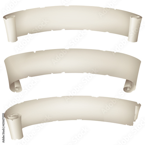 set of old paper ribbon banners