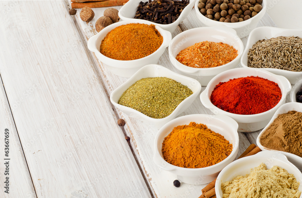 Assortment of powder spices