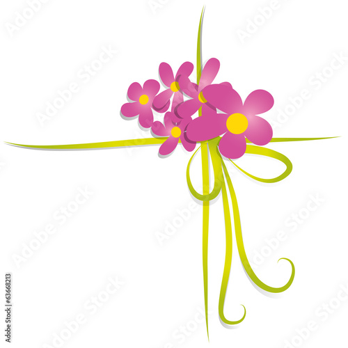 Grüne Schleife mit Blumen,Geschenkband,isoliert