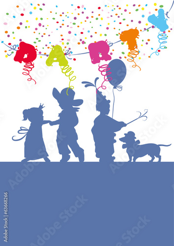 Party,Kinderfest,Kinder,Silhoutte,Konfetti,Girlande