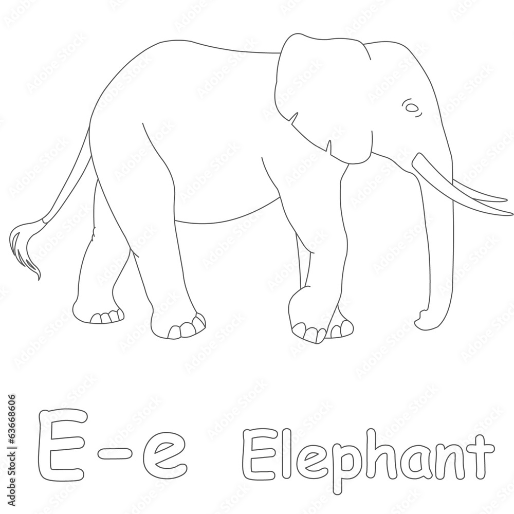 E for Elephant Coloring Page
