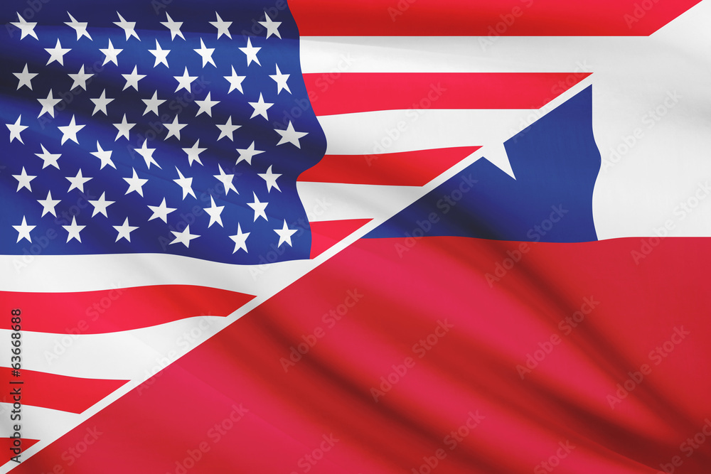 Series of ruffled flags. USA and Chile. Series of ruffled flags. USA and Chile.