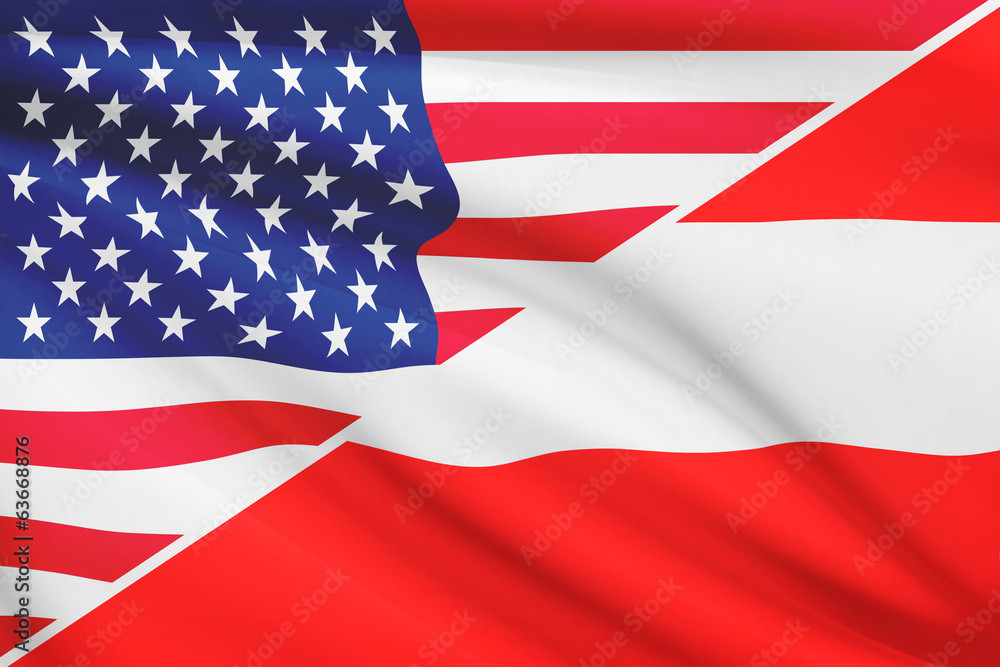 Obraz premium Series of ruffled flags. USA and Austria.