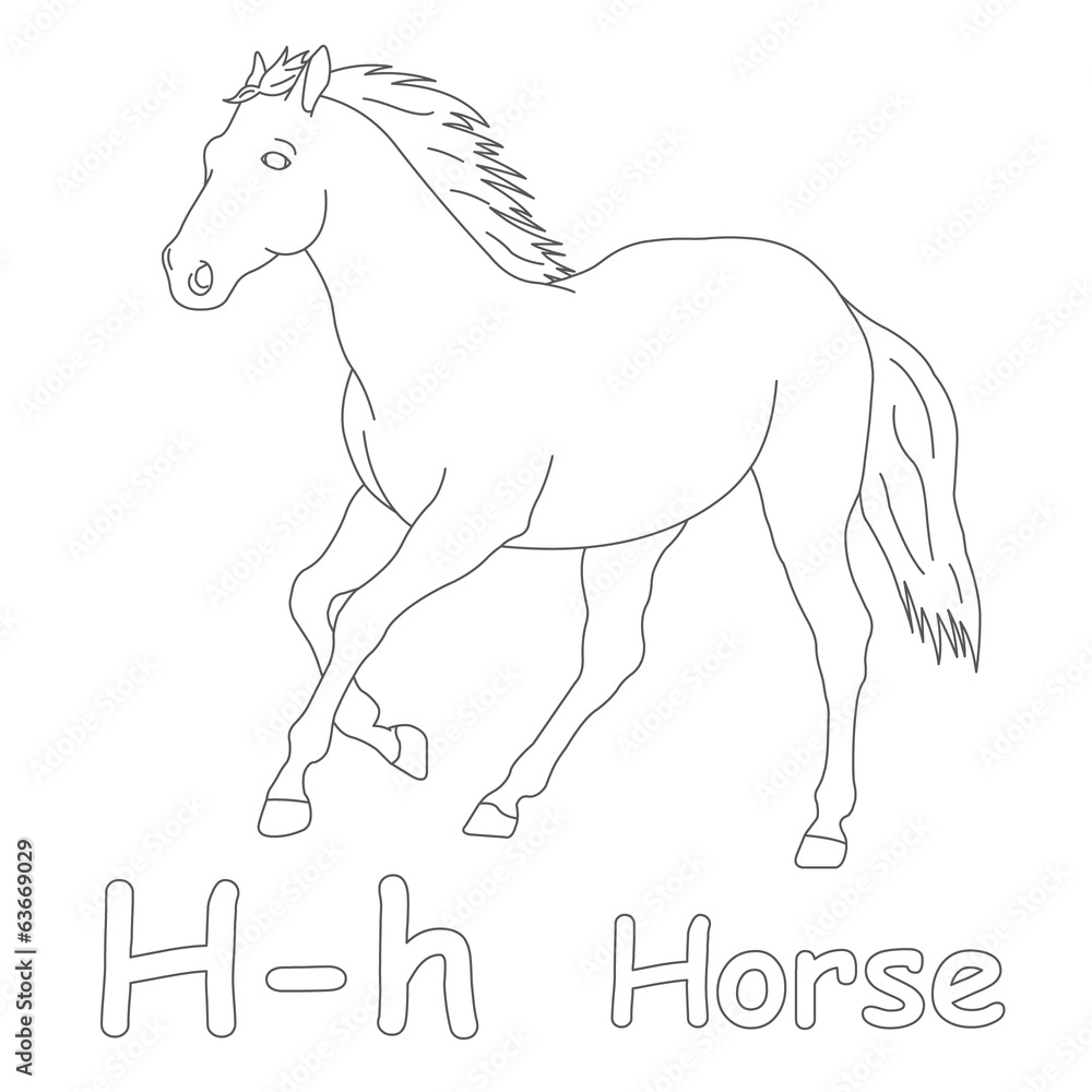 H for Horse Coloring Page