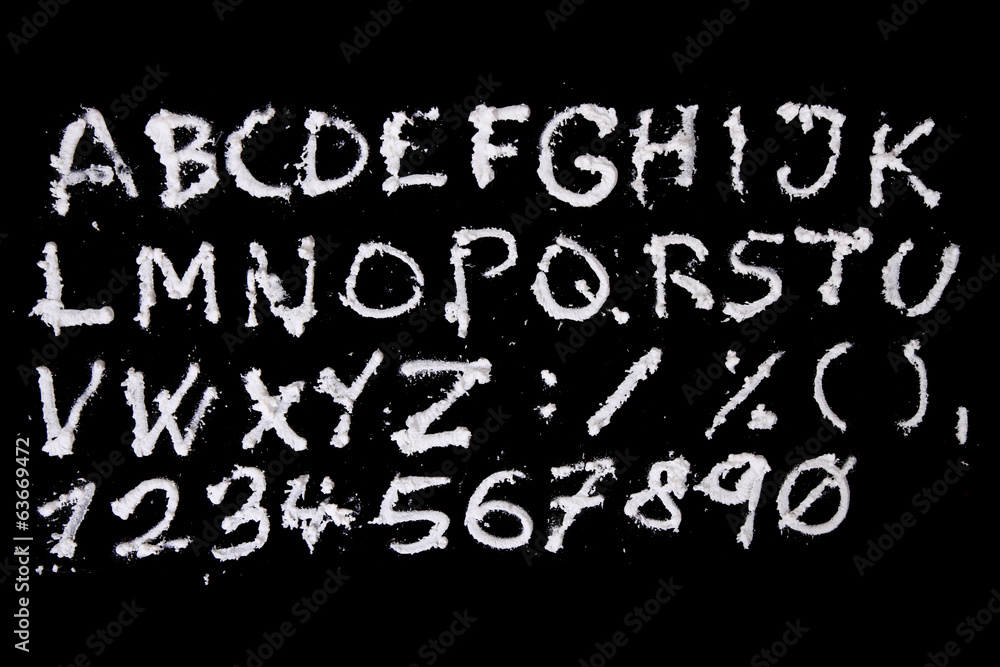 snow christmas alphabet on black background snow christmas alphabet on black background