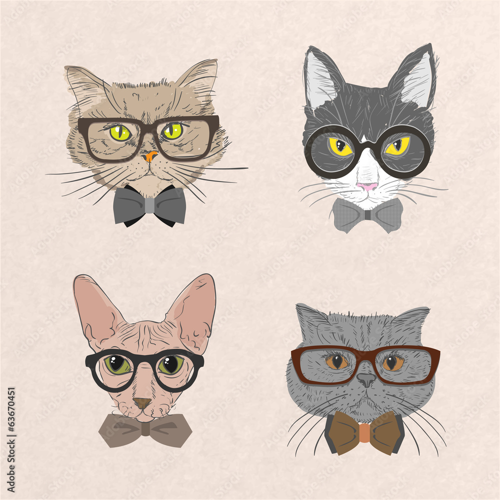 Collection of hipster cats Collection of hipster cats