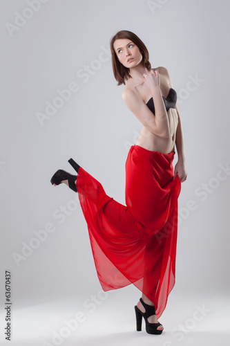 Image of pretty gorgeous brunette posing in studio