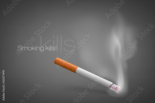 smoldering cigarette with a smoke