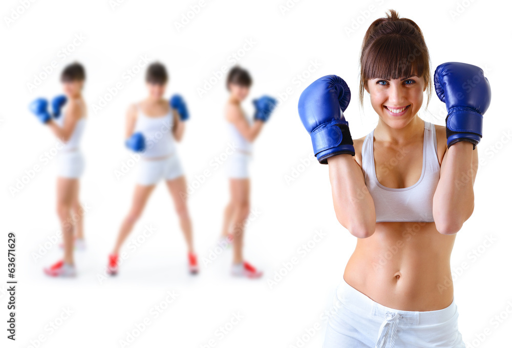 sport young woman with perfect body in boxing gloves, fitness gi sport young woman with perfect body in boxing gloves, fitness gi