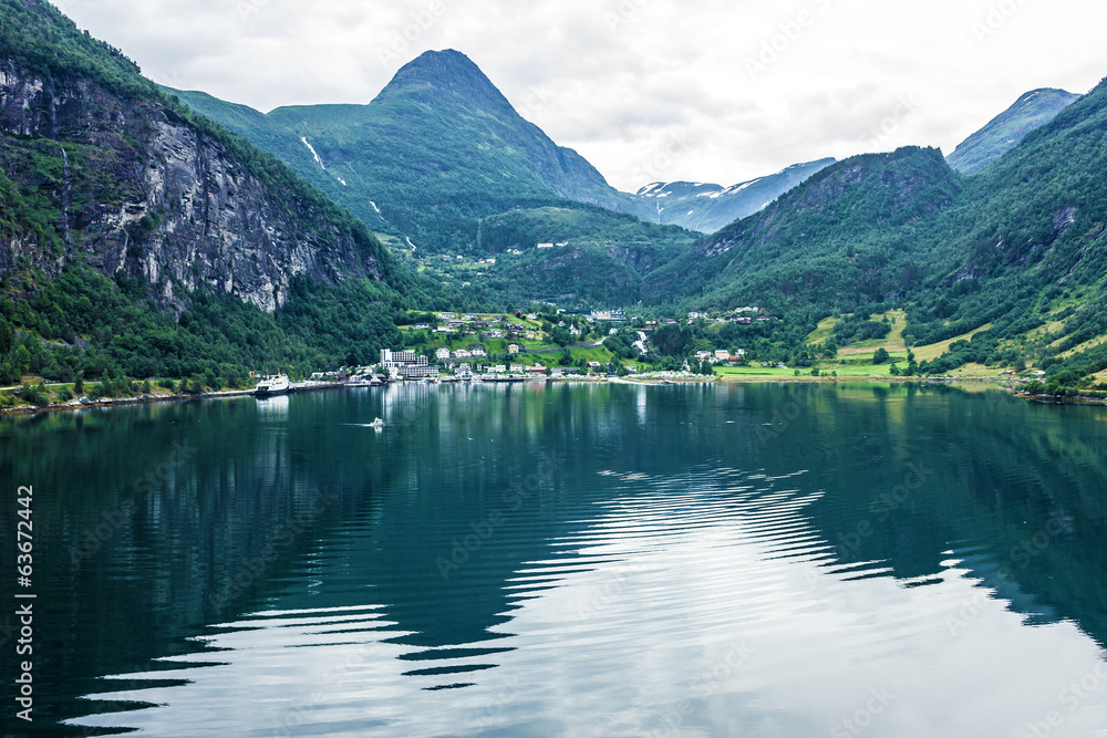 Mountain landscape, Geiranger fjord, Norway.
