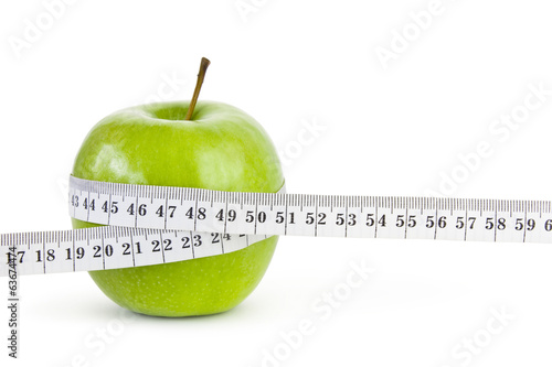 apple with measuring tape, clipping path