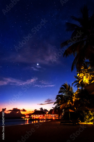 Fototapeta Naklejka Na Ścianę i Meble -  Tropical resort at night