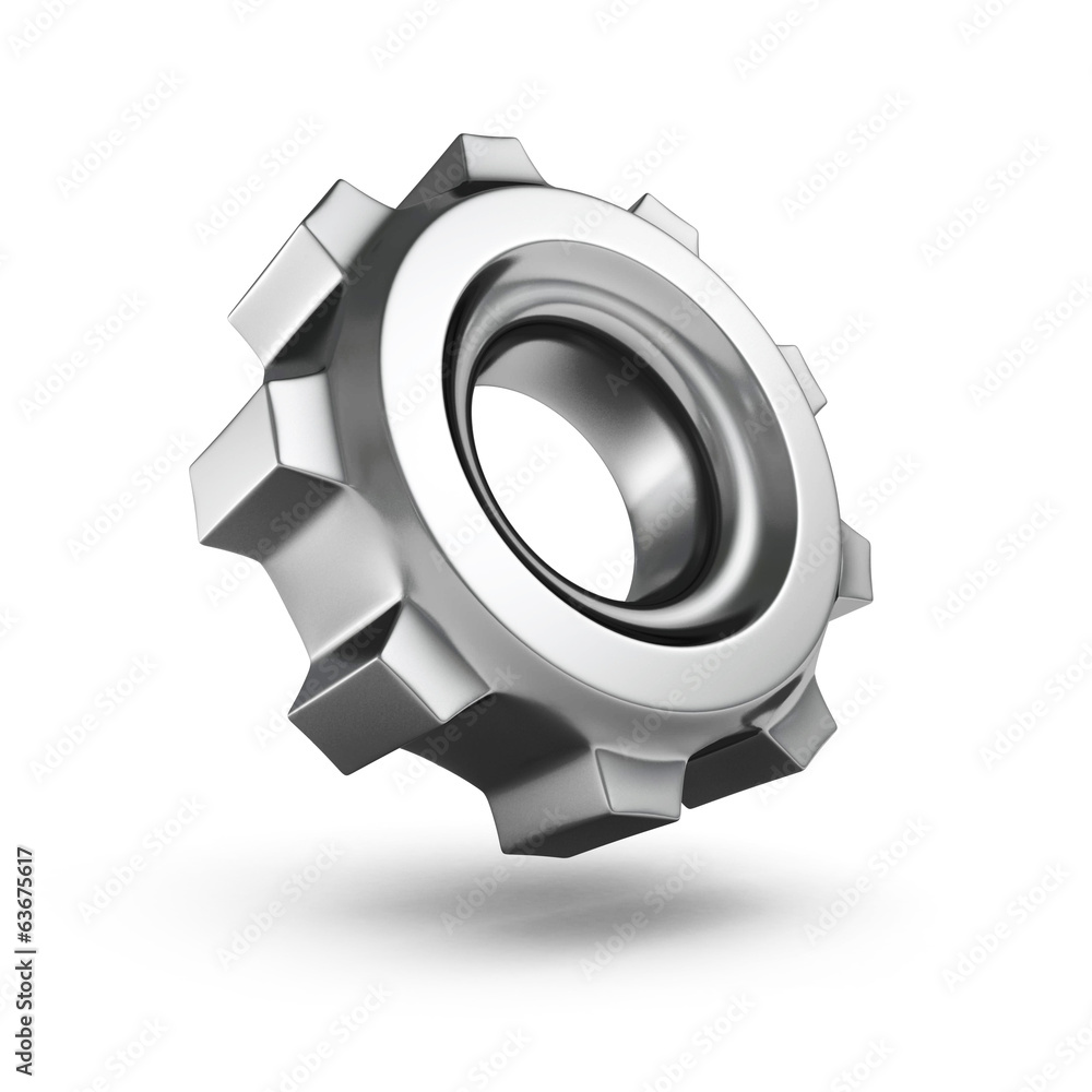 3D metallic gear isolated on white background 3D metallic gear isolated on white background