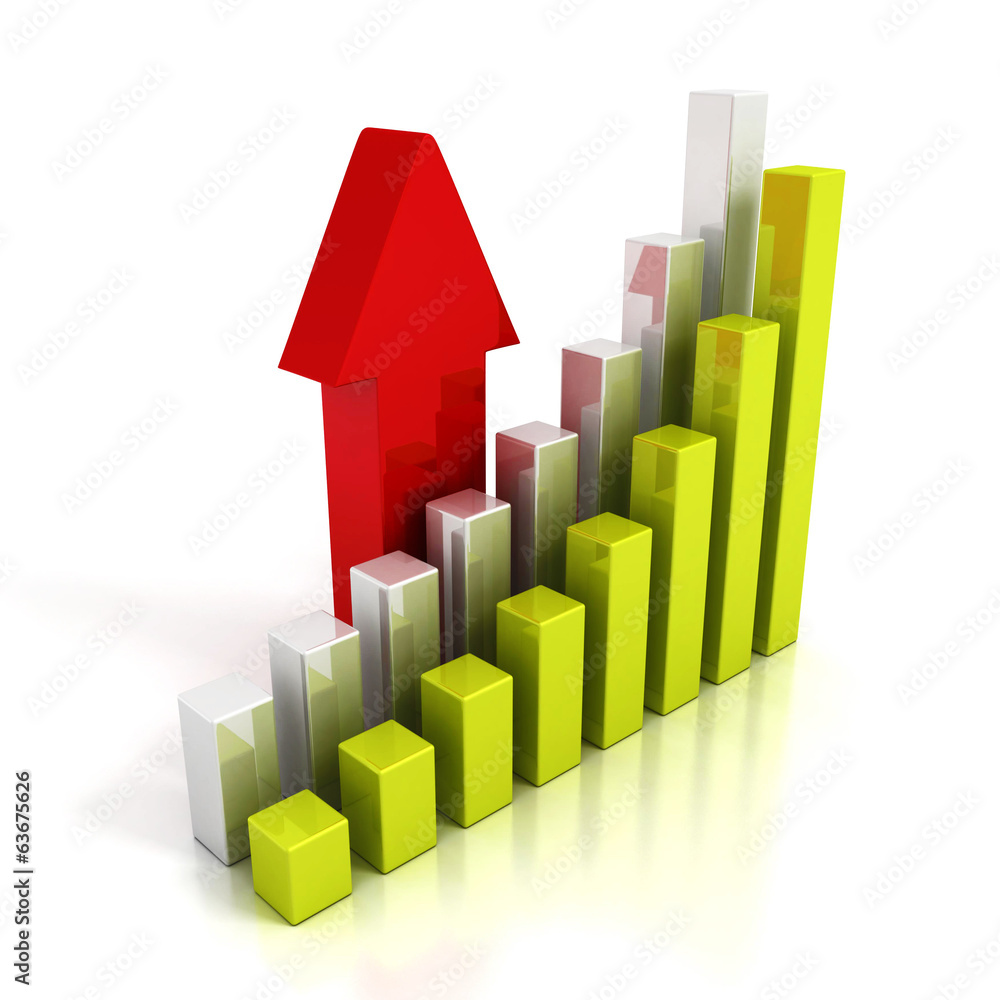 business chart graph and rising up red arrow business chart graph and rising up red arrow