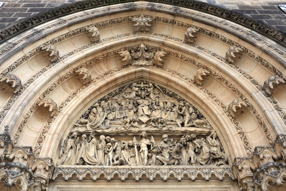 View of tympanum of St Peter and St Paul basilica