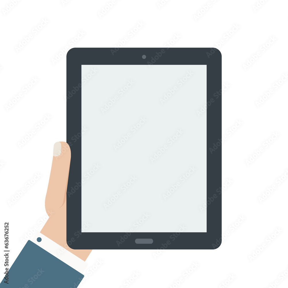 blank tablet holding flat design isolated background blank tablet holding flat design isolated background