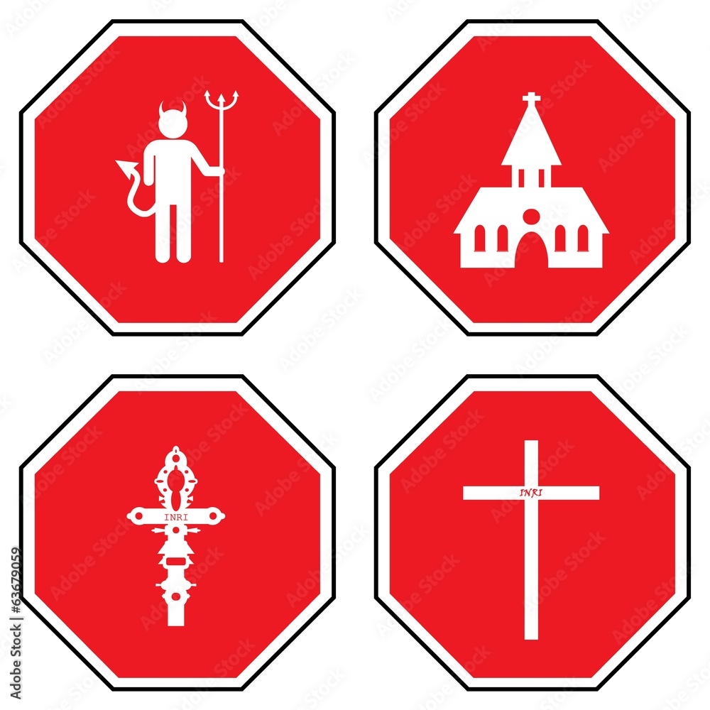 Obraz premium Croyances dans 4 panneaux Stop