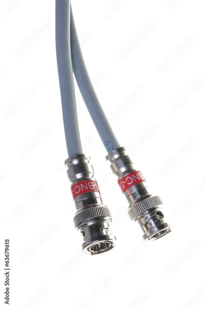 BNC cables isolated on white background BNC cables isolated on white background