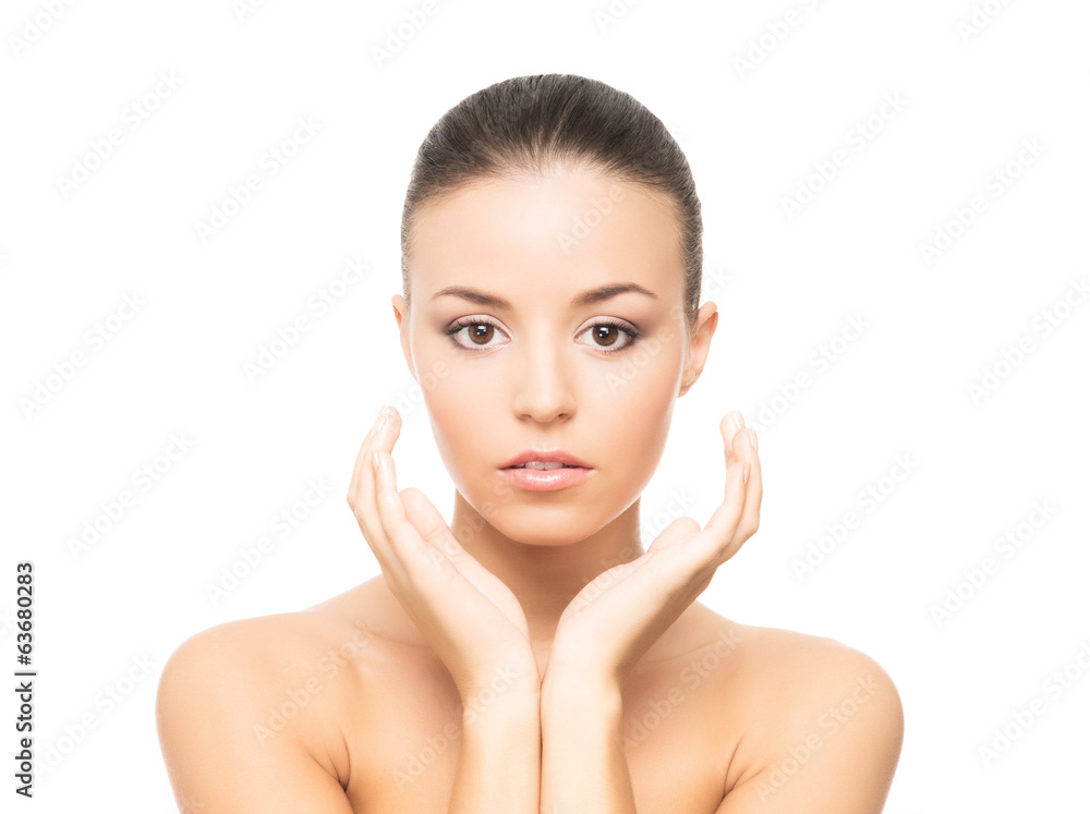 Beauty portrait of a young and healthy woman isolated on white