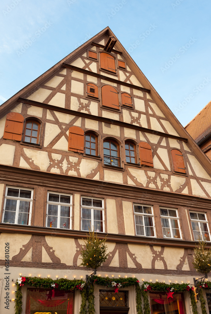 Traditional Half Timbered House in Rothenburg ob der Tauber