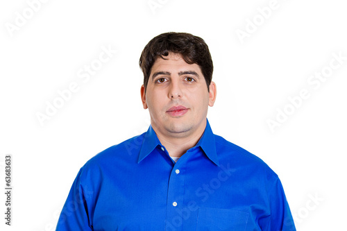 Head shot portrait of young man isolated on white background 