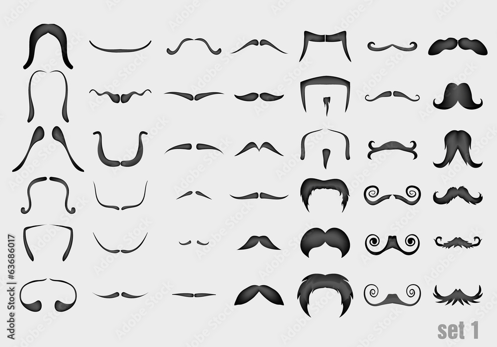 vector set of mustache in retro style
