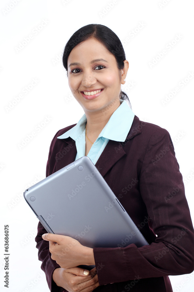 Happy young business woman with tablet computer Happy young business woman with tablet computer