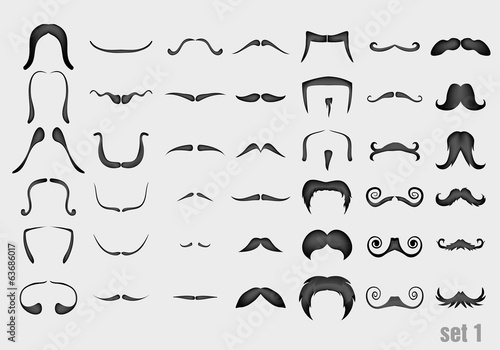 vector set of mustache in retro style