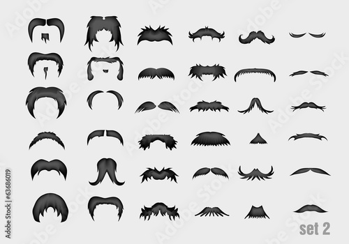 vector set of mustache in retro style