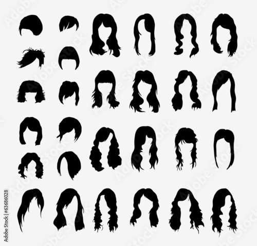 vector set of women's hairstyles photo