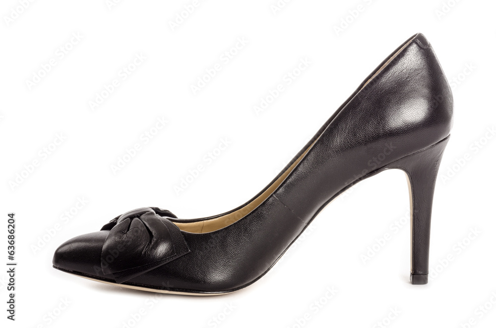 Black Leather High Heel Dress Shoes with Bows Black Leather High Heel Dress Shoes with Bows