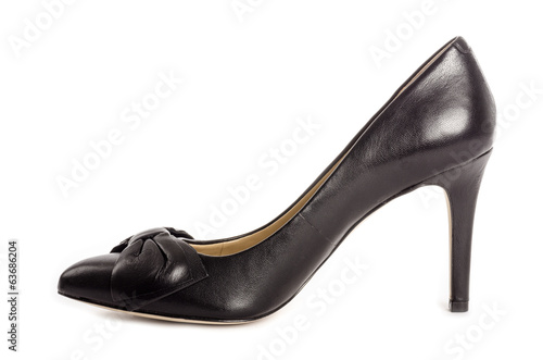 Black Leather High Heel Dress Shoes with Bows