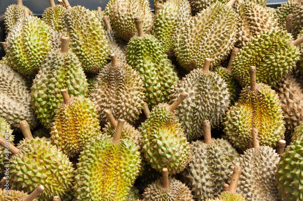 Fresh durian at the market Fresh durian at the market