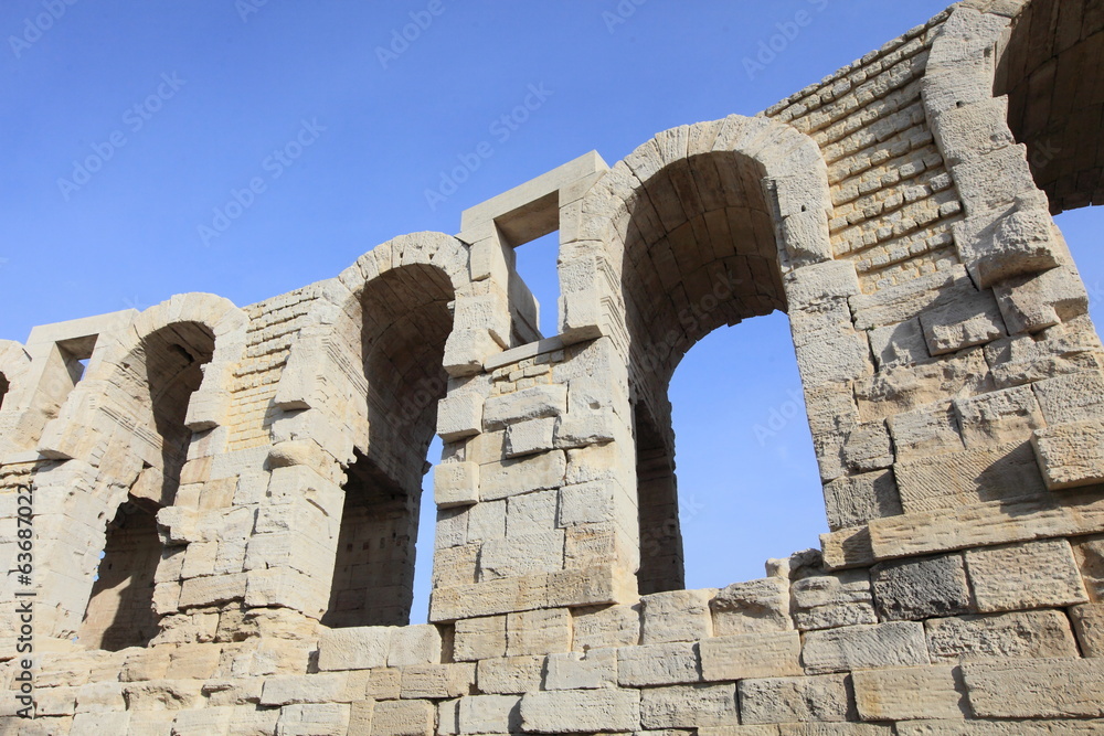 architectural details of ancient Arles amphitheater